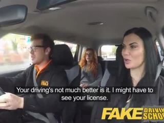 Fake driving school readhead teen and busty milf creampie